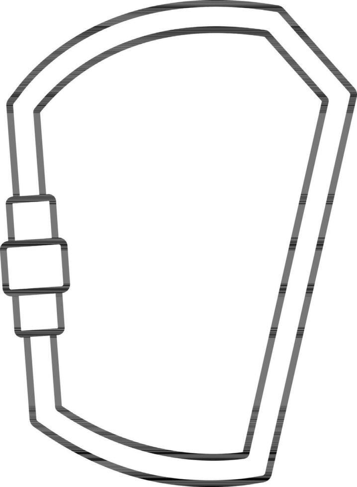 Black Line Art Illustration Of Carabiner Icon. vector