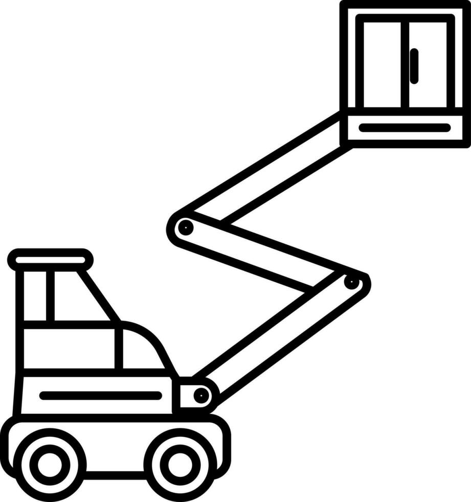 Boom Lift Icon Or Symbol In Thin Line Art. vector