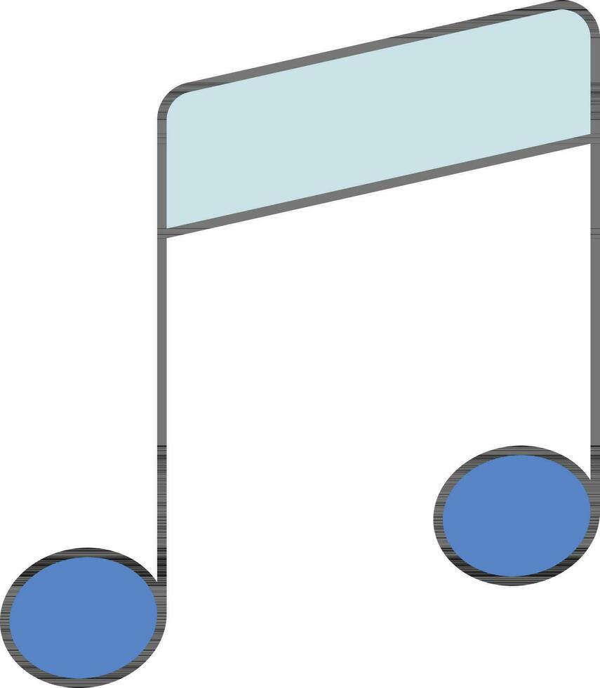 azul música Nota icono en plano estilo. vector
