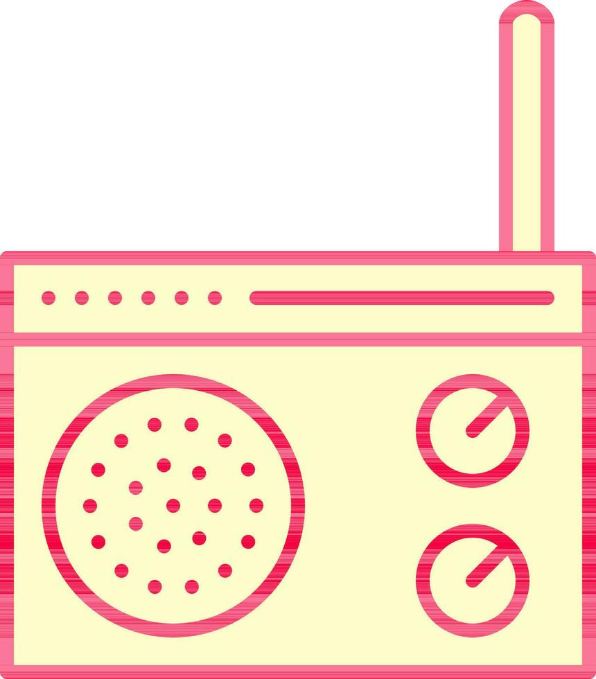 plano estilo radio icono en rojo y amarillo color. vector