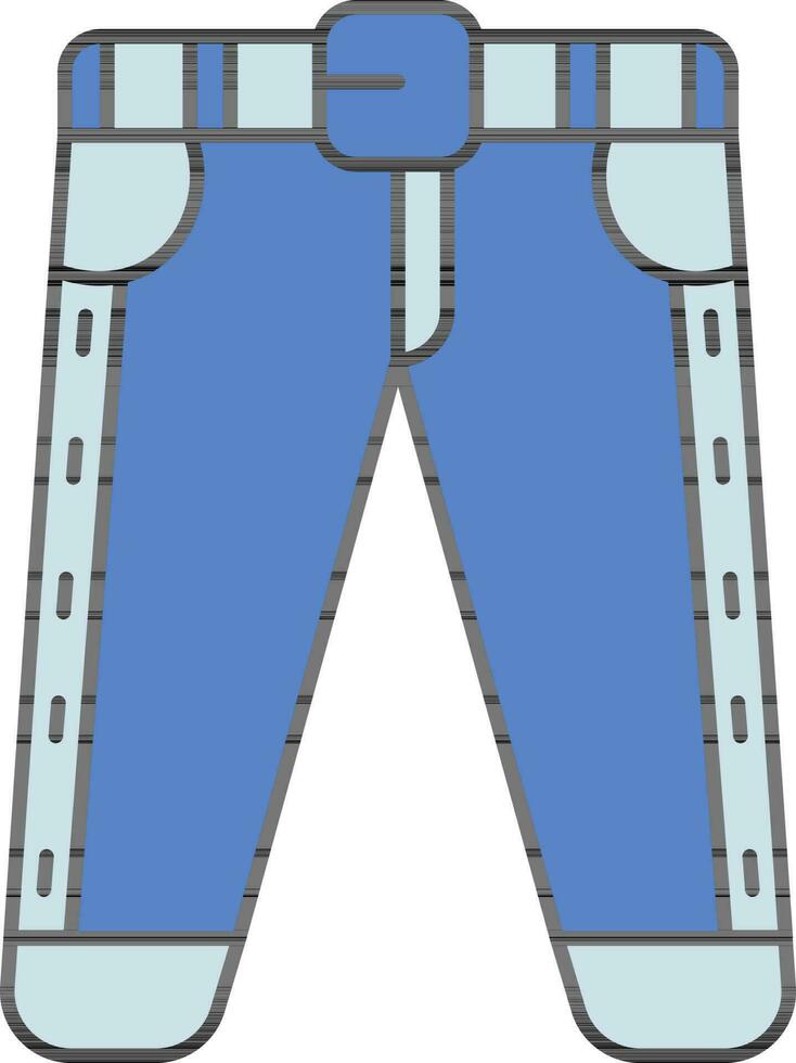 Jeans Or Trousers Blue Icon In Flat Style. vector