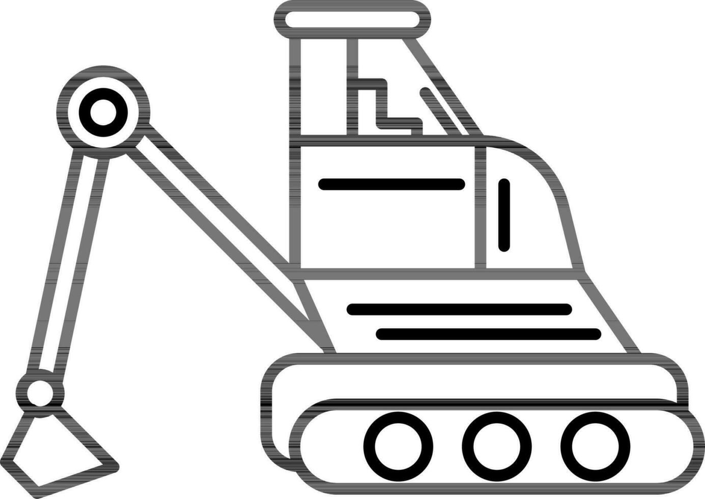 Black Outline Excavator Or Backhoe Icon. vector