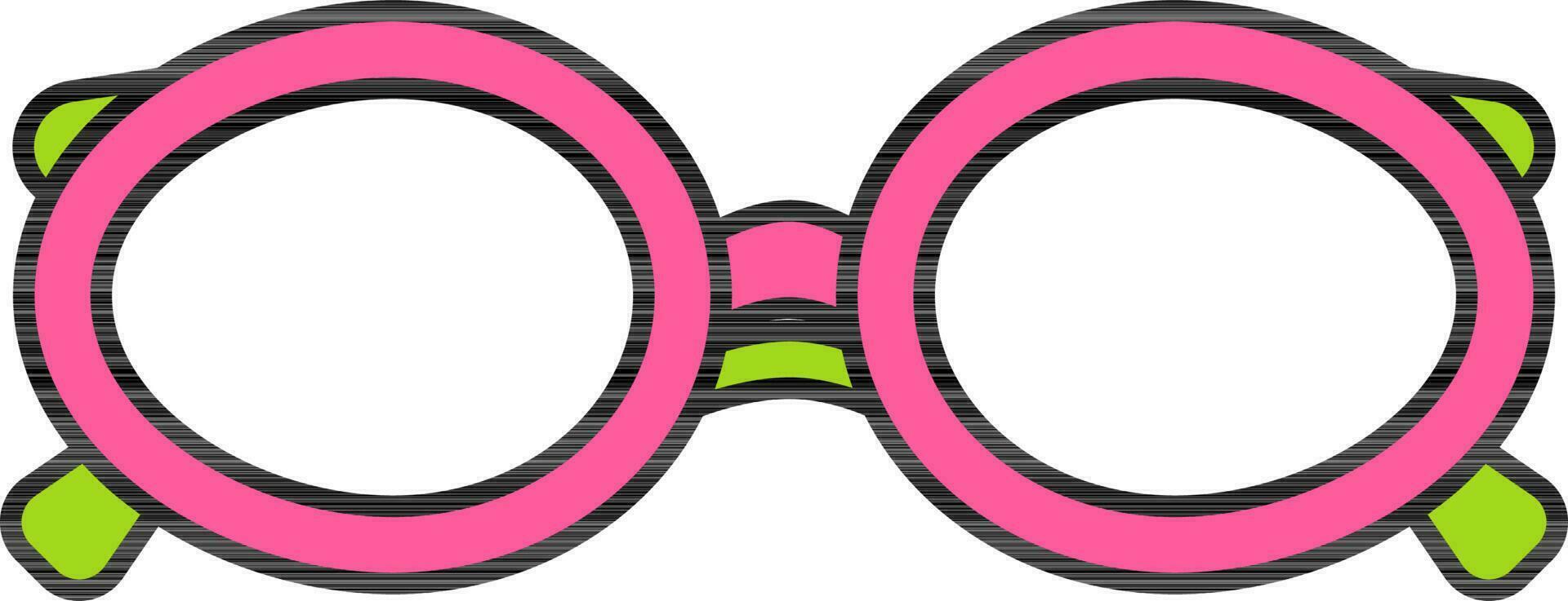 rosado y verde gafas de protección icono en plano estilo. vector