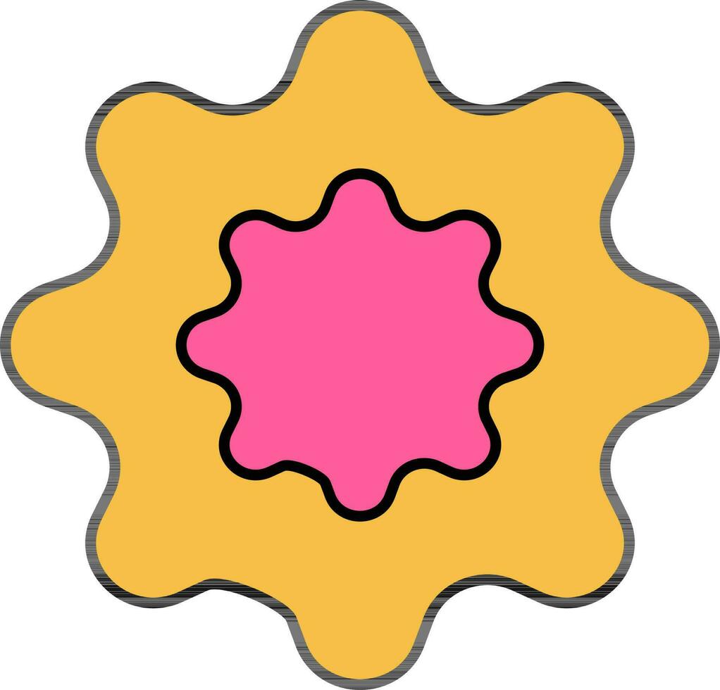 Flat Style Splash Yellow And Pink Icon. vector