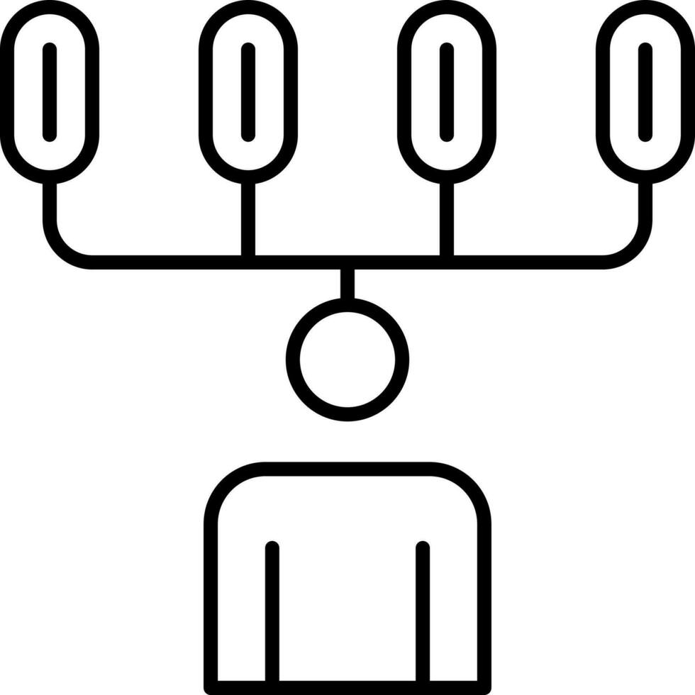 Man Competence Or Skills Icon In Black Line Art. vector