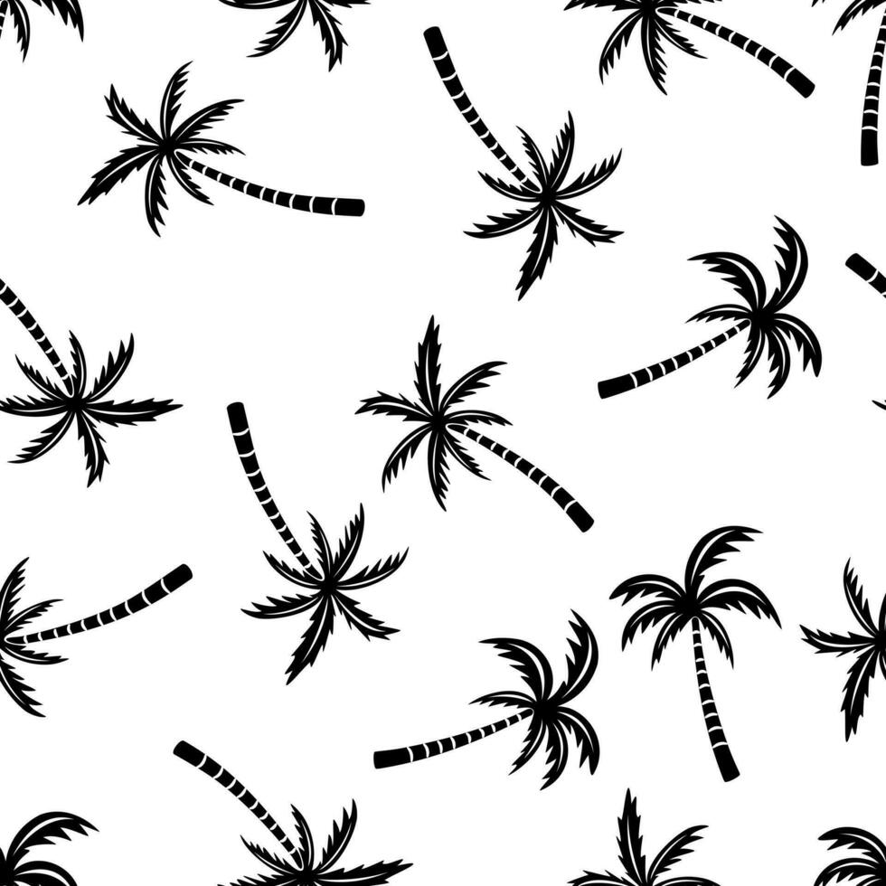 Palm tree seamless pattern on black background vector