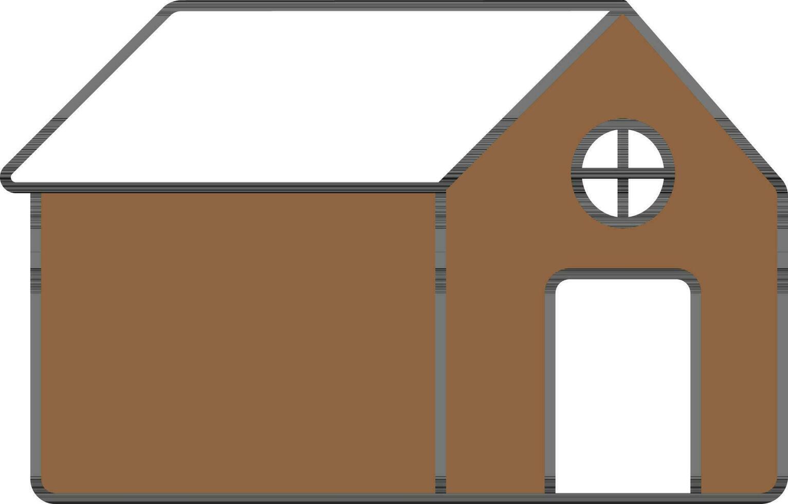 Flat Style Home Icon In Brown And White Color. vector