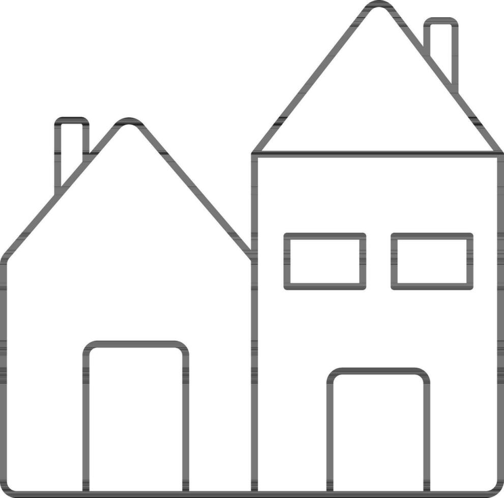 House Icon In Black Line Art. vector