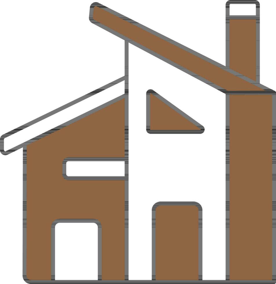 moderno hogar icono en marrón y blanco color. vector