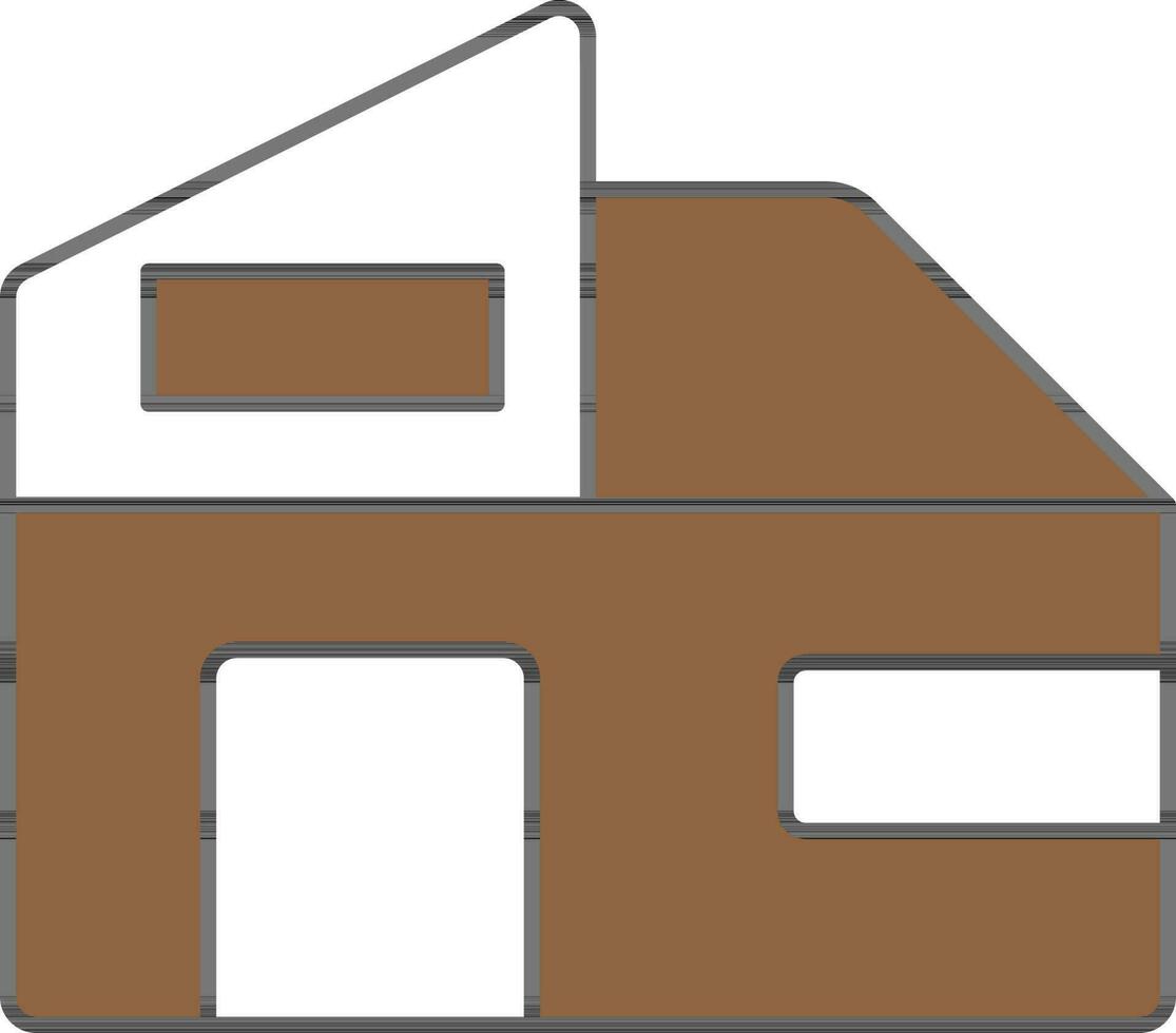 Isolated Home Icon In Brown And White Color. vector