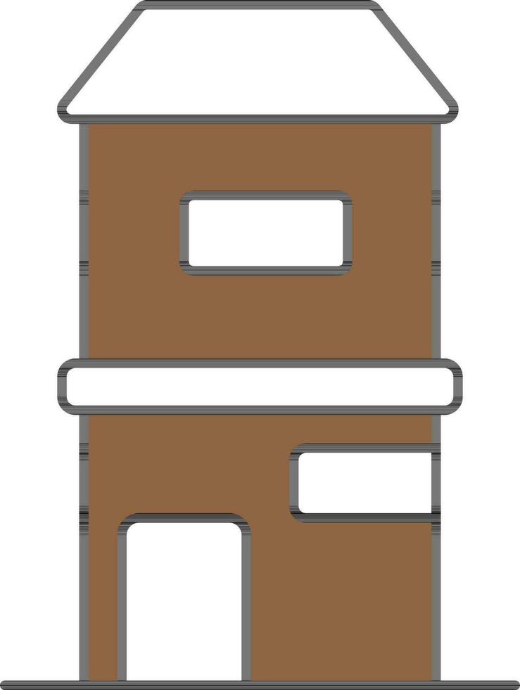 Brown And White Color Home Or Building Icon. vector