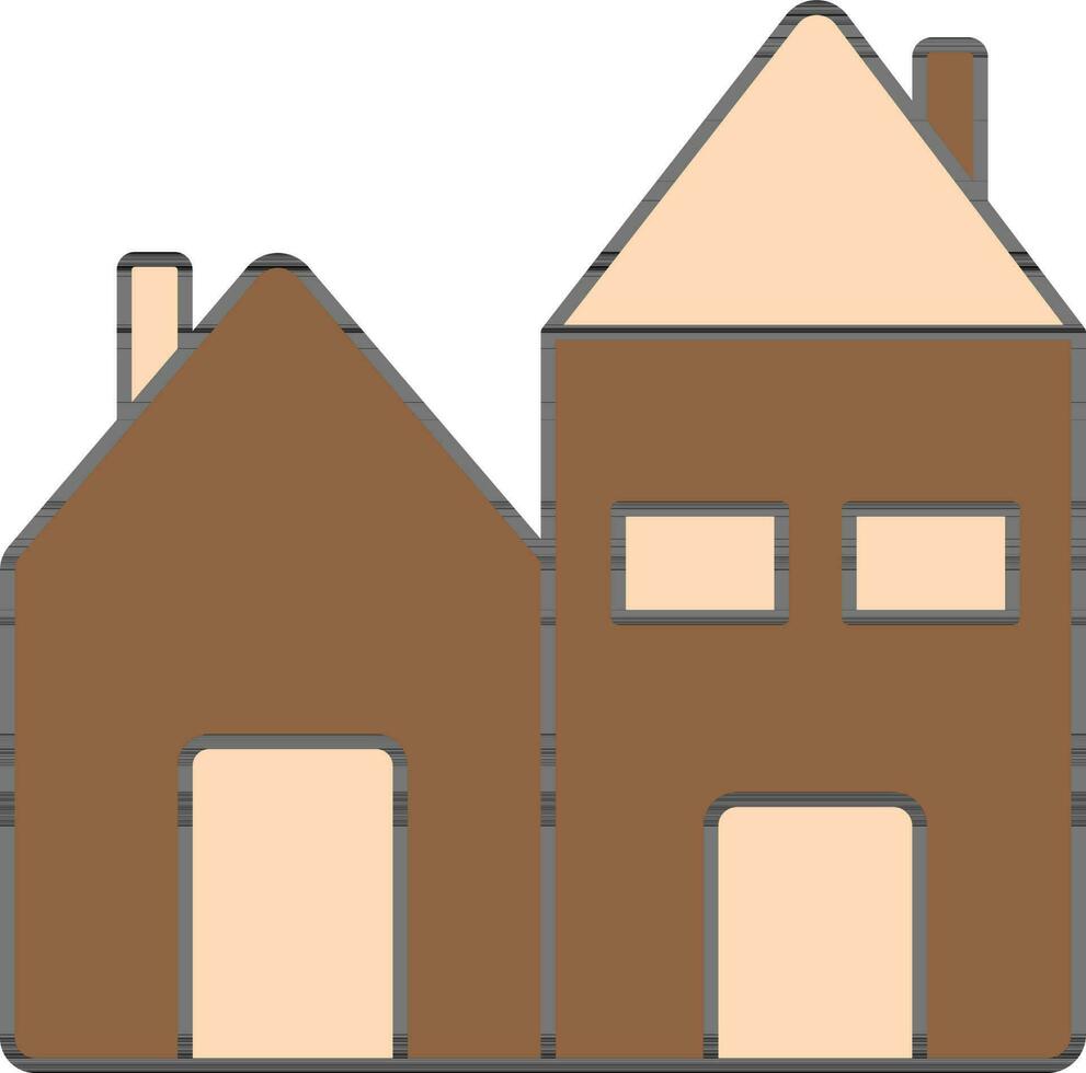 House Icon In Brown And Peach Color. vector