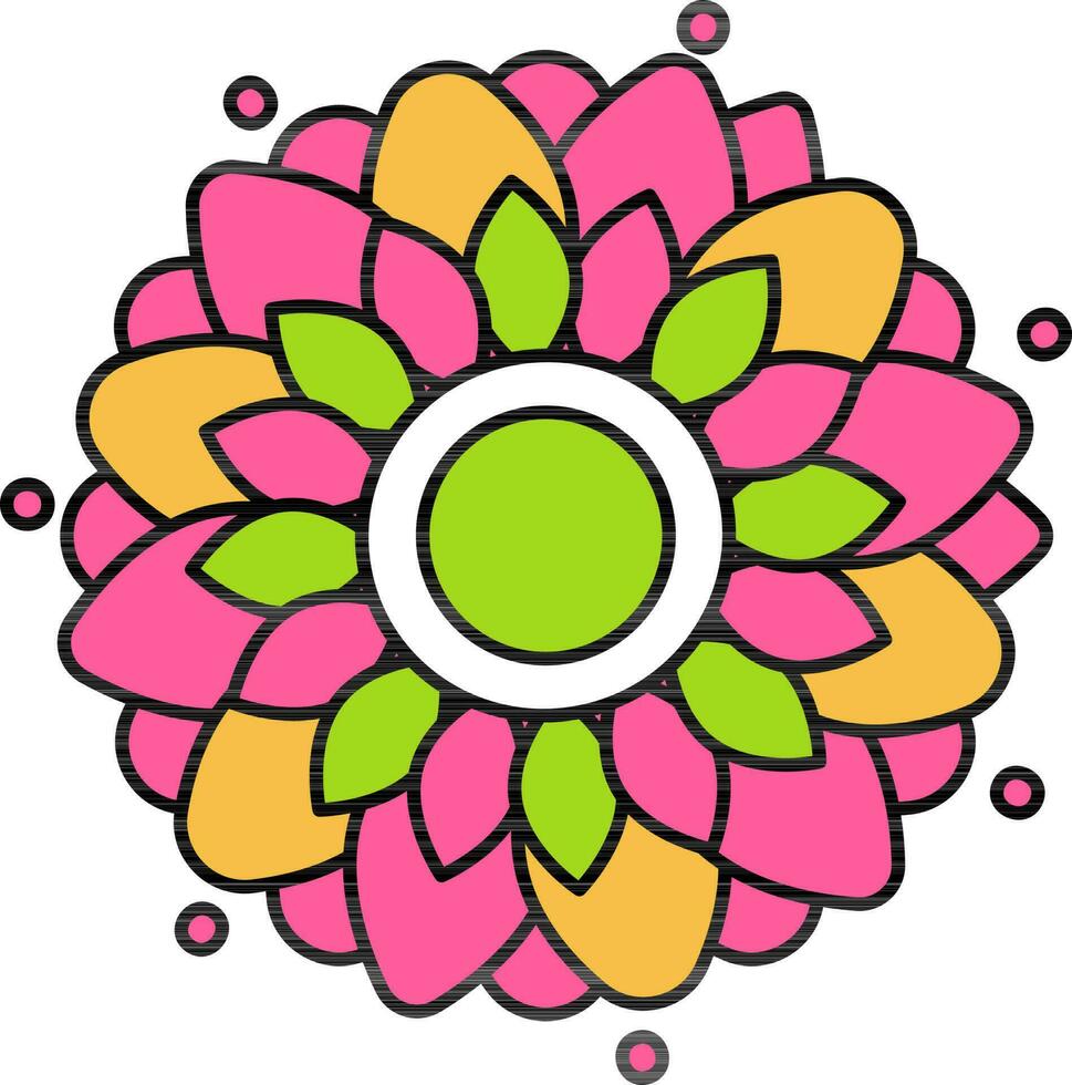 Beautiful Rangoli Colorful Icon In Flat Style. vector