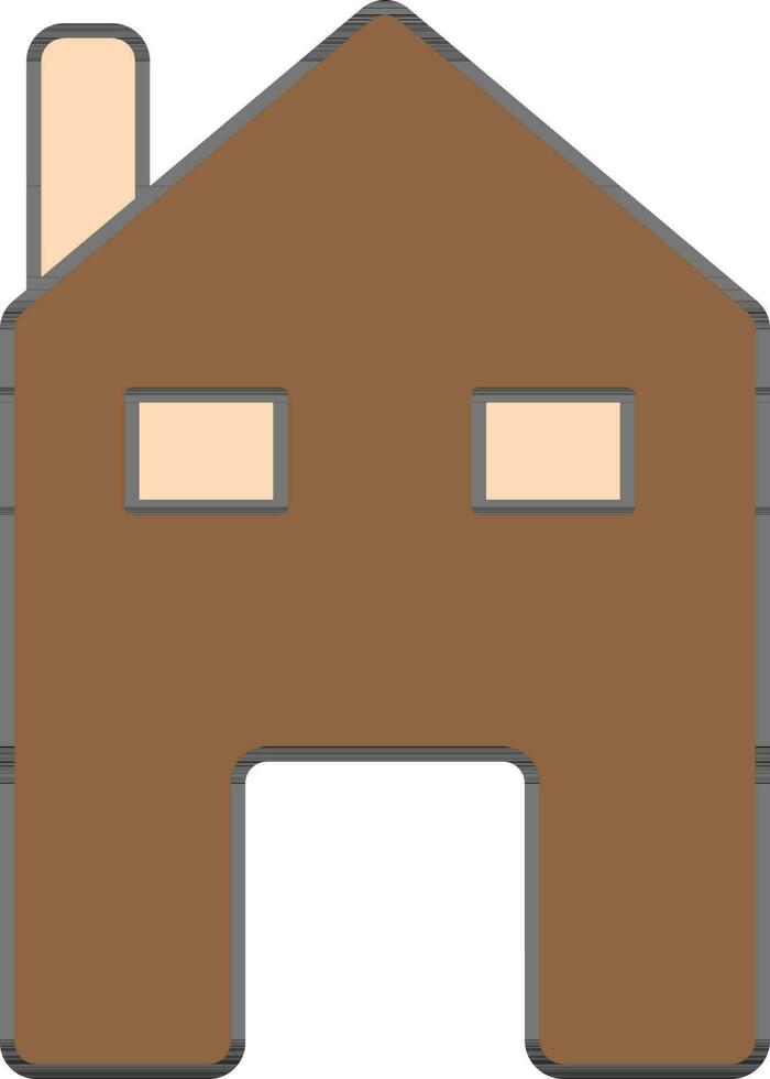 Home Icon In Brown And Peach Color. vector