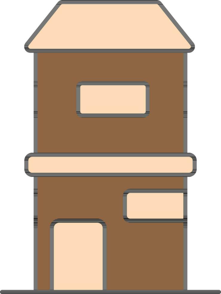 Brown And Peach Color Home Or Building Icon. vector