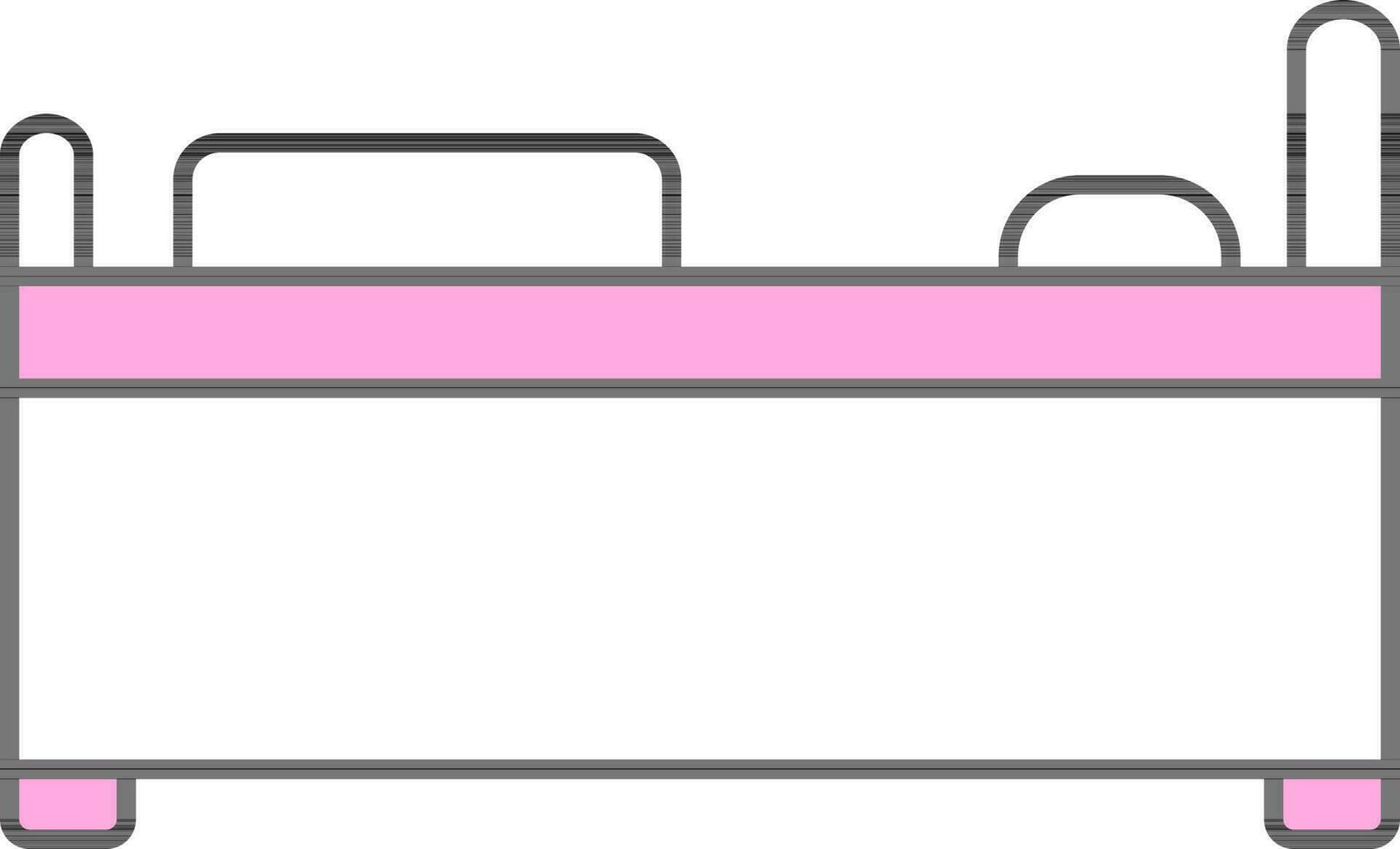 rosado y blanco cama icono o símbolo. vector