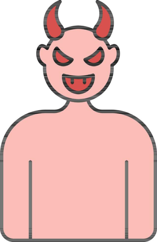 dibujos animados diablo hombre icono en rosado y rojo color. vector