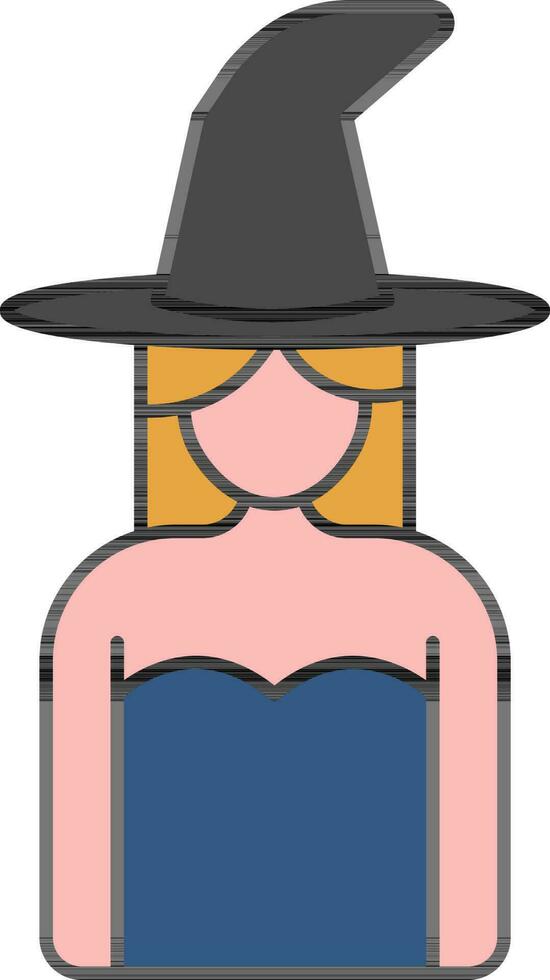 bruja sombrero vistiendo joven niña vistoso icono. vector