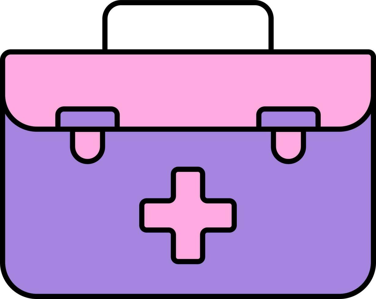 Illustration Of First Aid Box Icon In Pink And Purple Color. vector