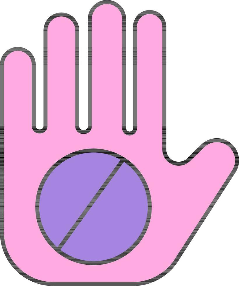 No Hands Icon Or Symbol In Pink And Purple Color. vector