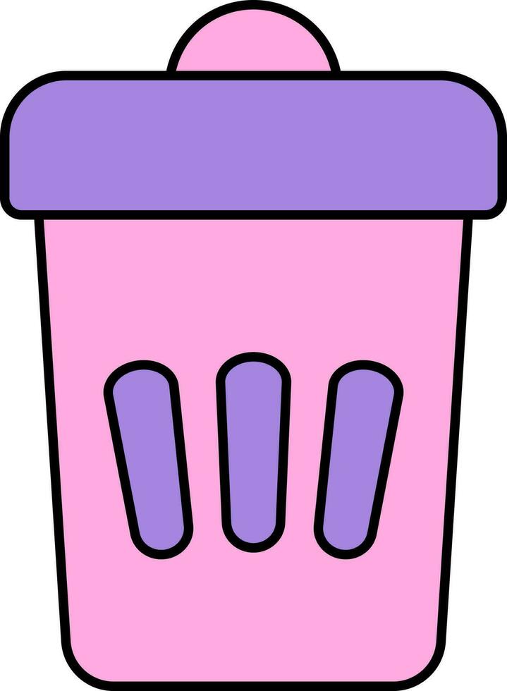 Dustbin Or Trash Icon In Pink And Purple Color. vector