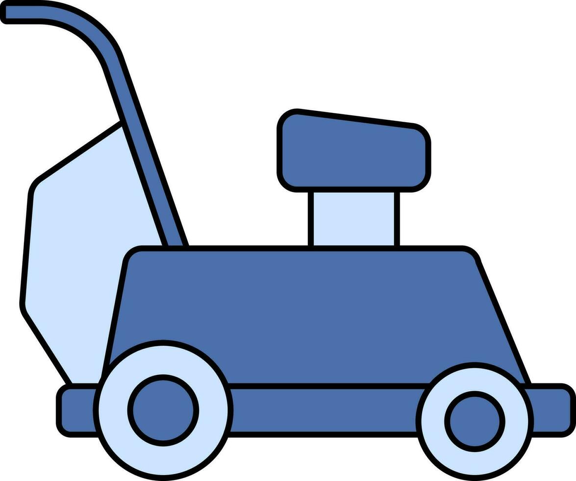 Blue Lawn Mower Icon Or Symbol. vector