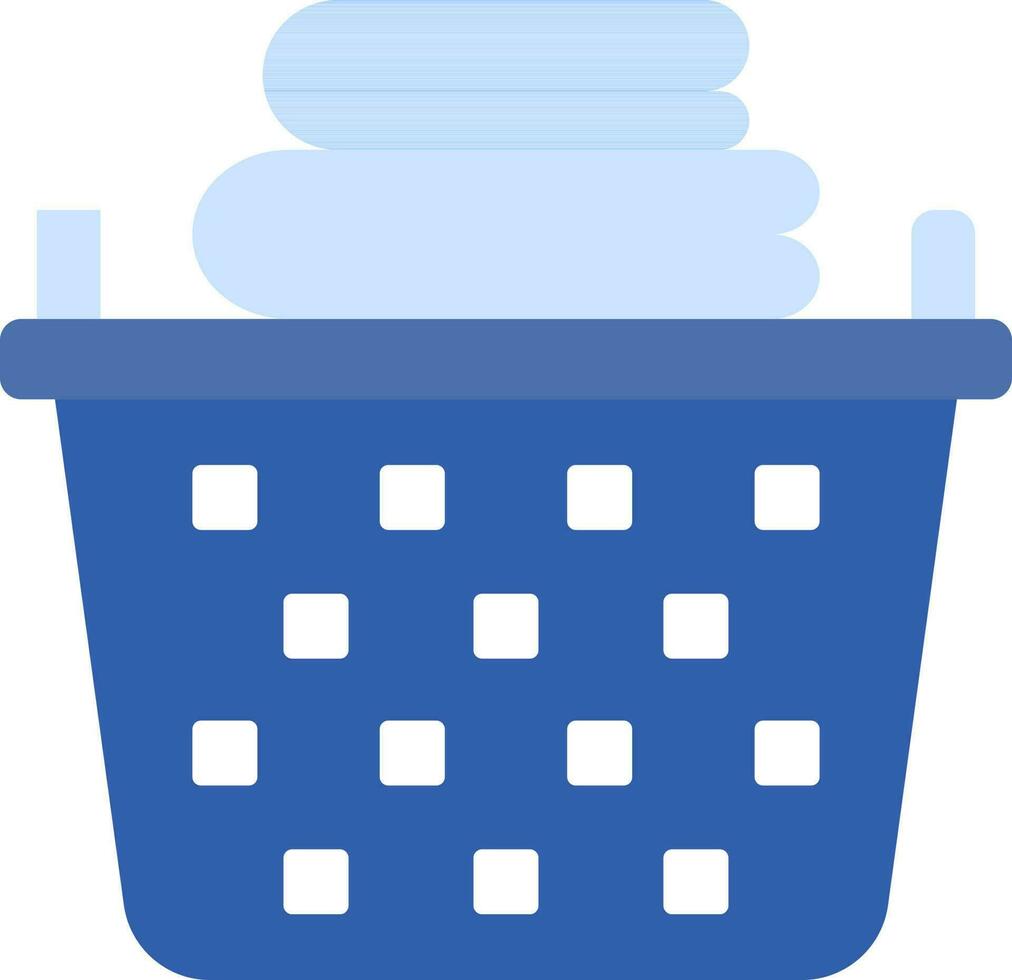 Blue Basket With Clothes Icon Or Symbol. vector