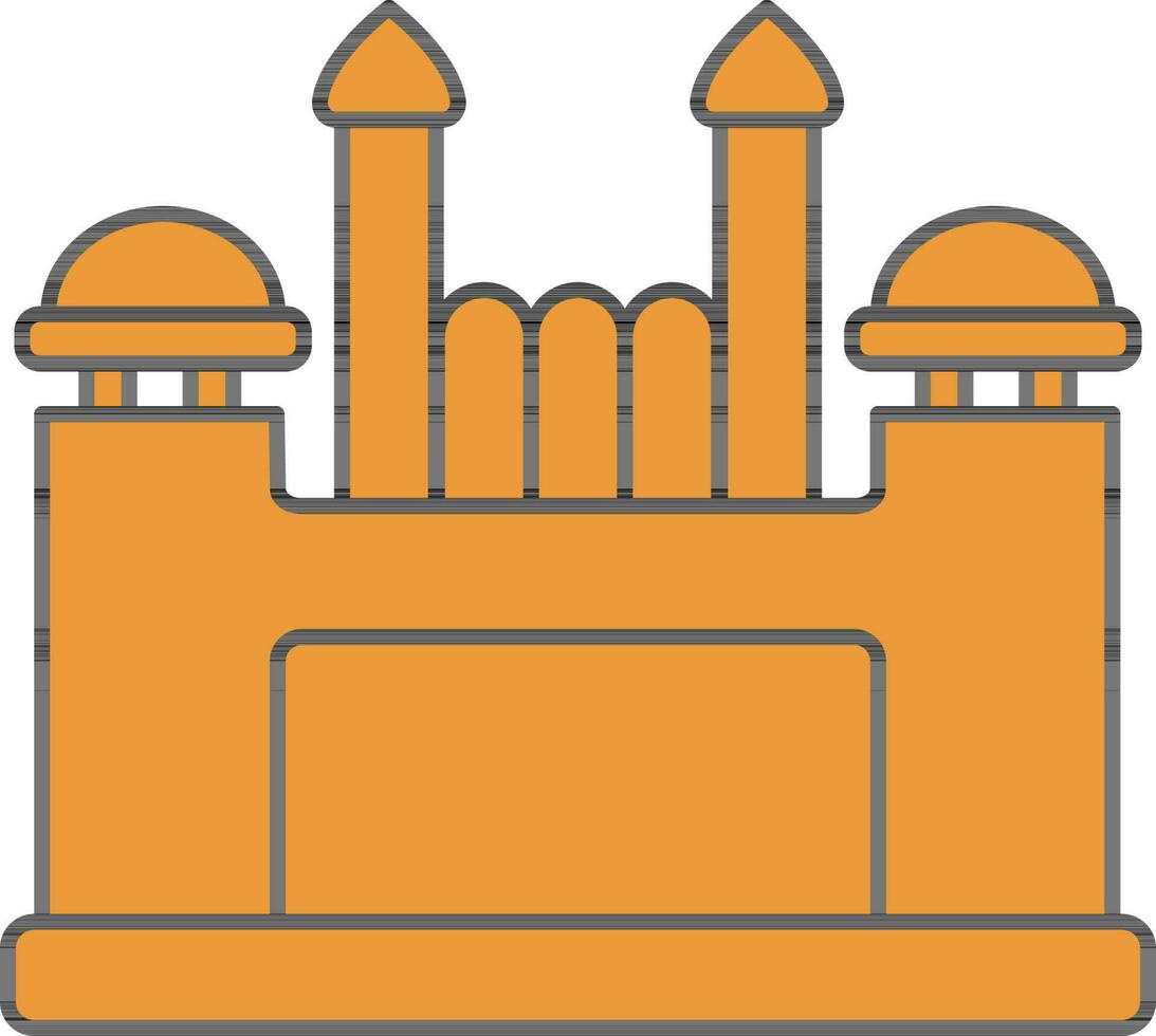 Red Fort Icon In Orange Color. vector