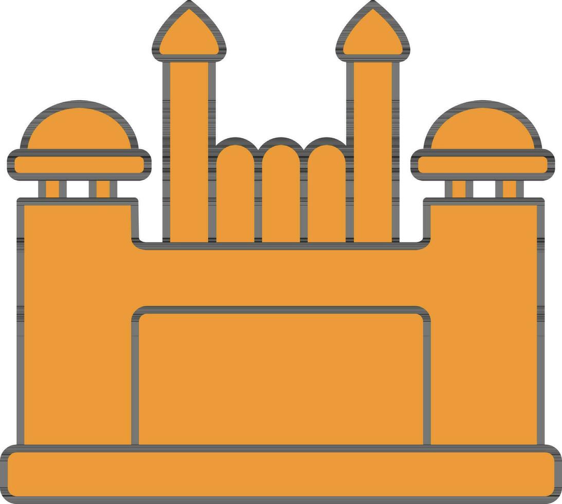 Red Fort Icon In Orange Color. vector