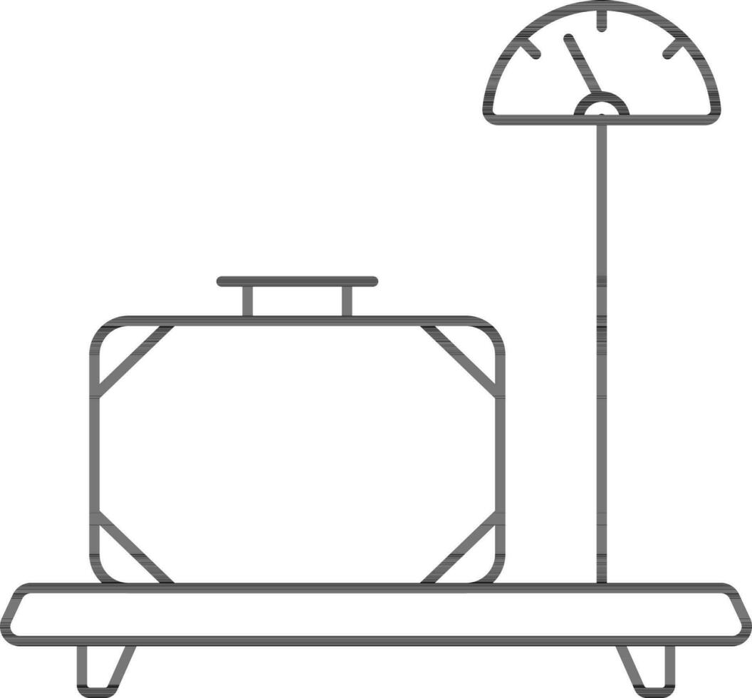 Briefcase On Weighing Scale Icon In Black Outline. vector