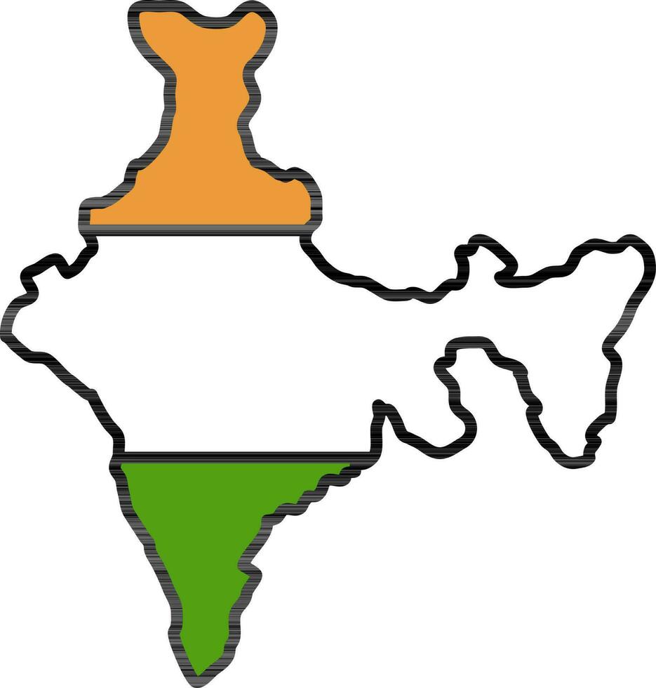 tricolor India mapa icono en plano estilo. vector