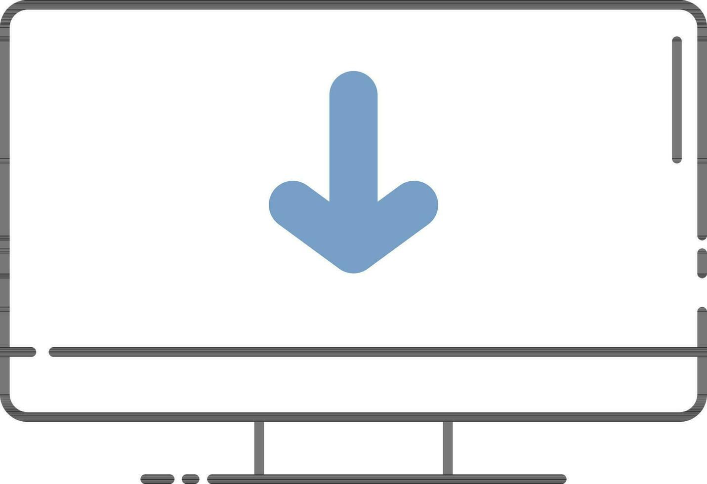 Blue And White Color Download Button In Desktop Icon. vector