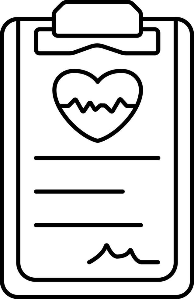 Cardiac Report Icon In Black Line Art. vector