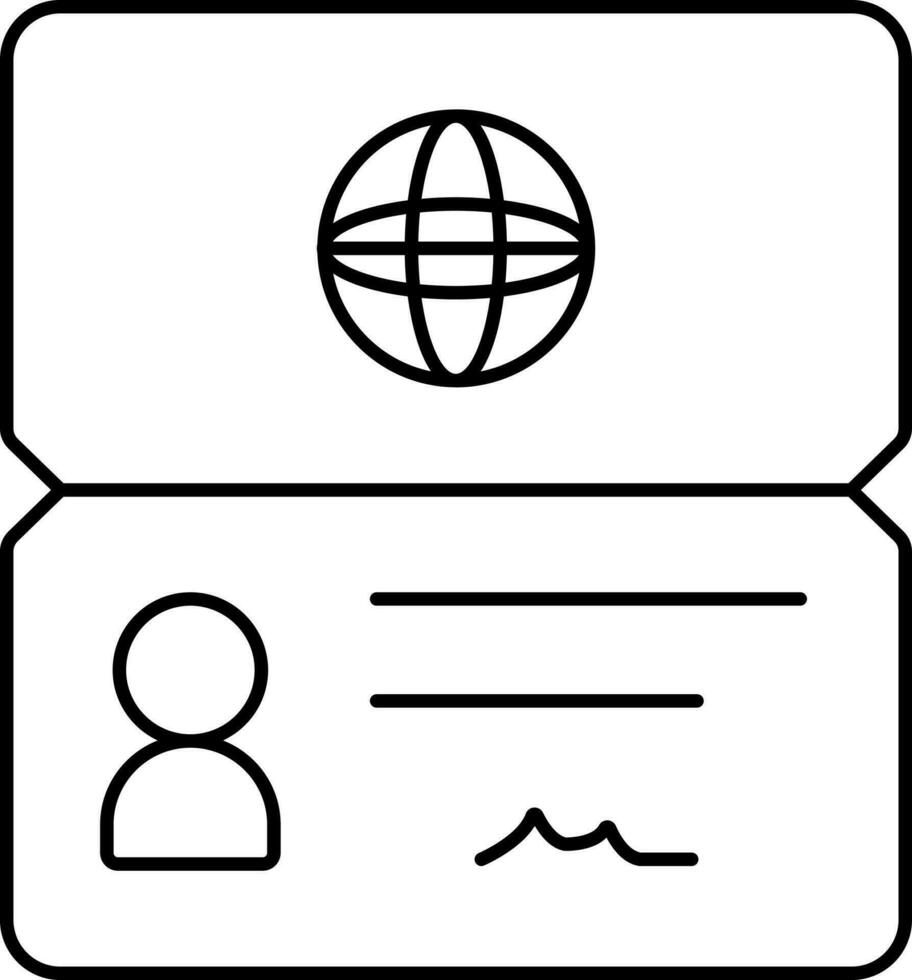 Visa Pass Icon In Line Art. vector