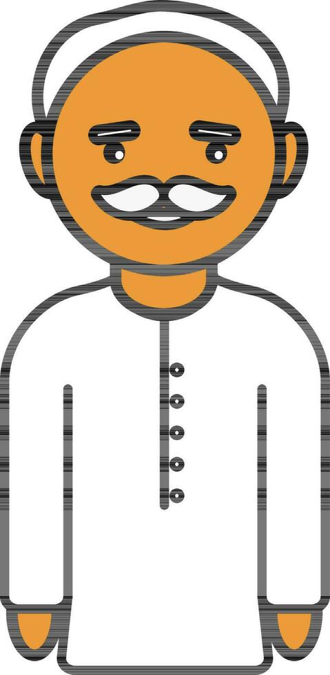 Indian Man Icon In Orange And White Color. vector