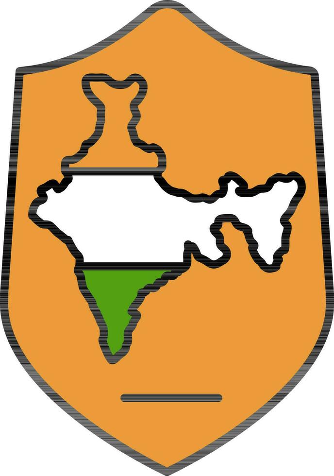 India Map On Shield Icon In Flat Style. vector