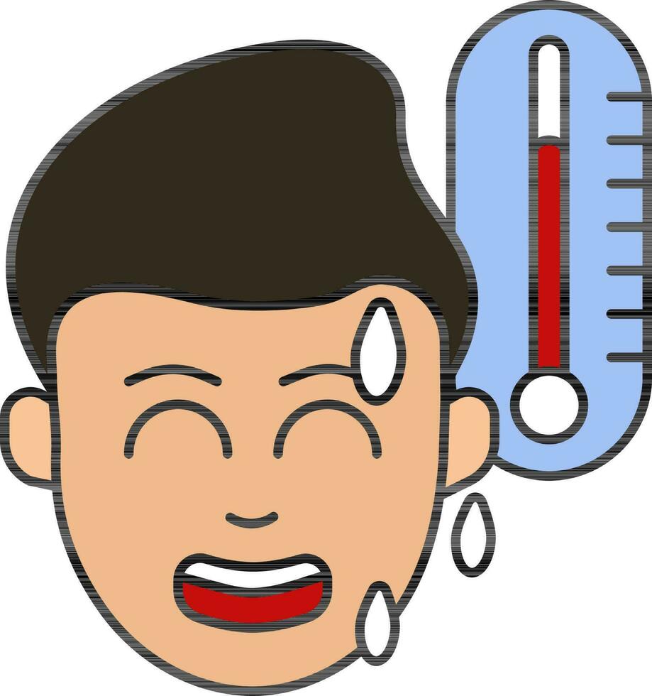Fever Low Man Colorful Icon In Flat Style. vector