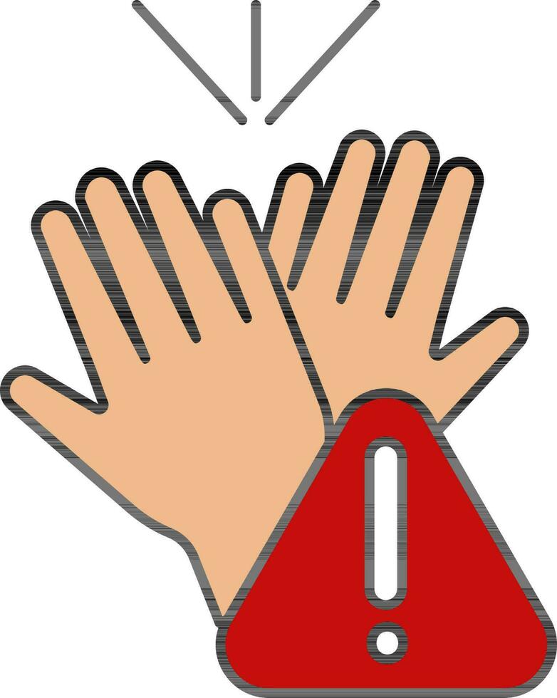 Warning For High Five Hand Red And Peach Icon. vector