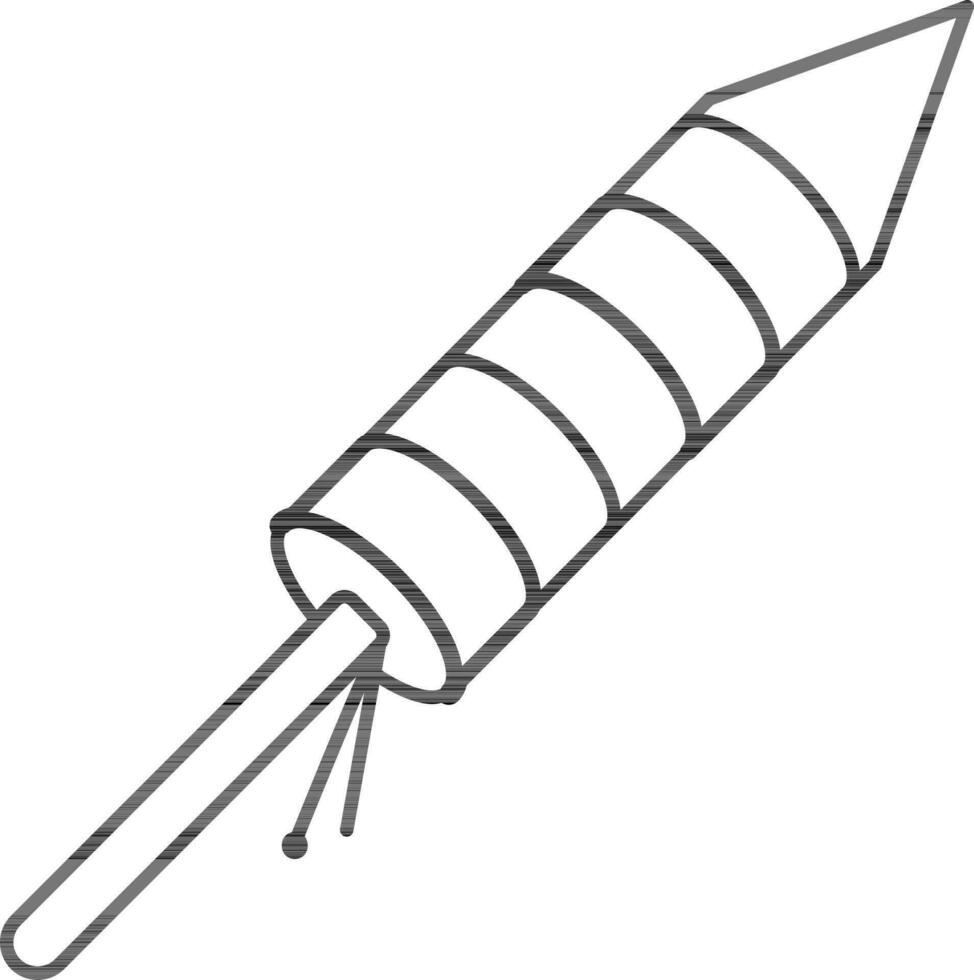 Fireworks Rocket Icon In Black Line Art. vector