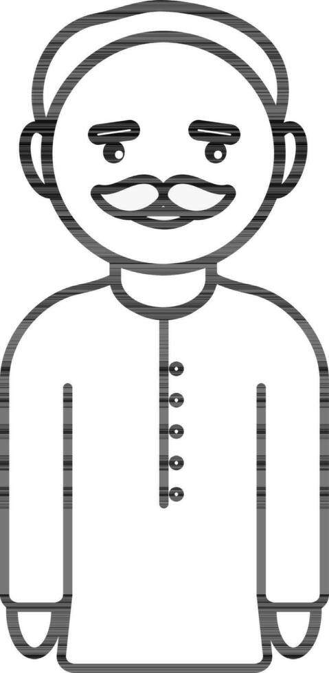 Indian Man Icon In Line Art. vector