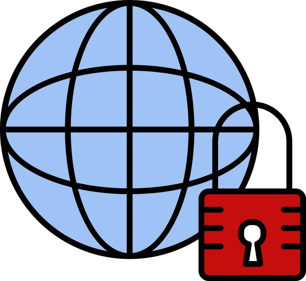 global bloquear icono en azul y rojo color. vector