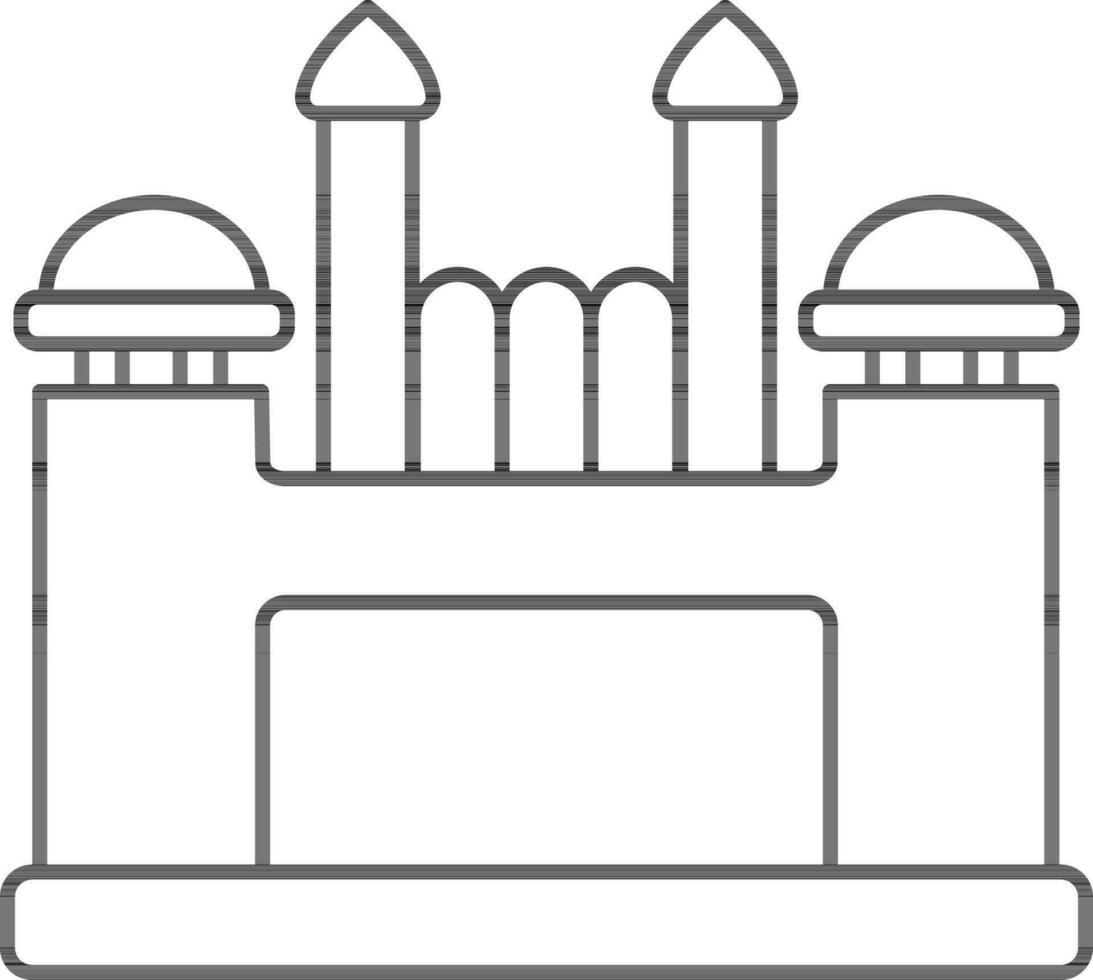 Red Fort Icon In Black Outline. vector