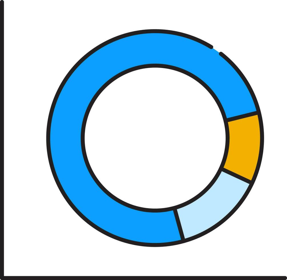 azul y amarillo color tarta gráfico icono. vector