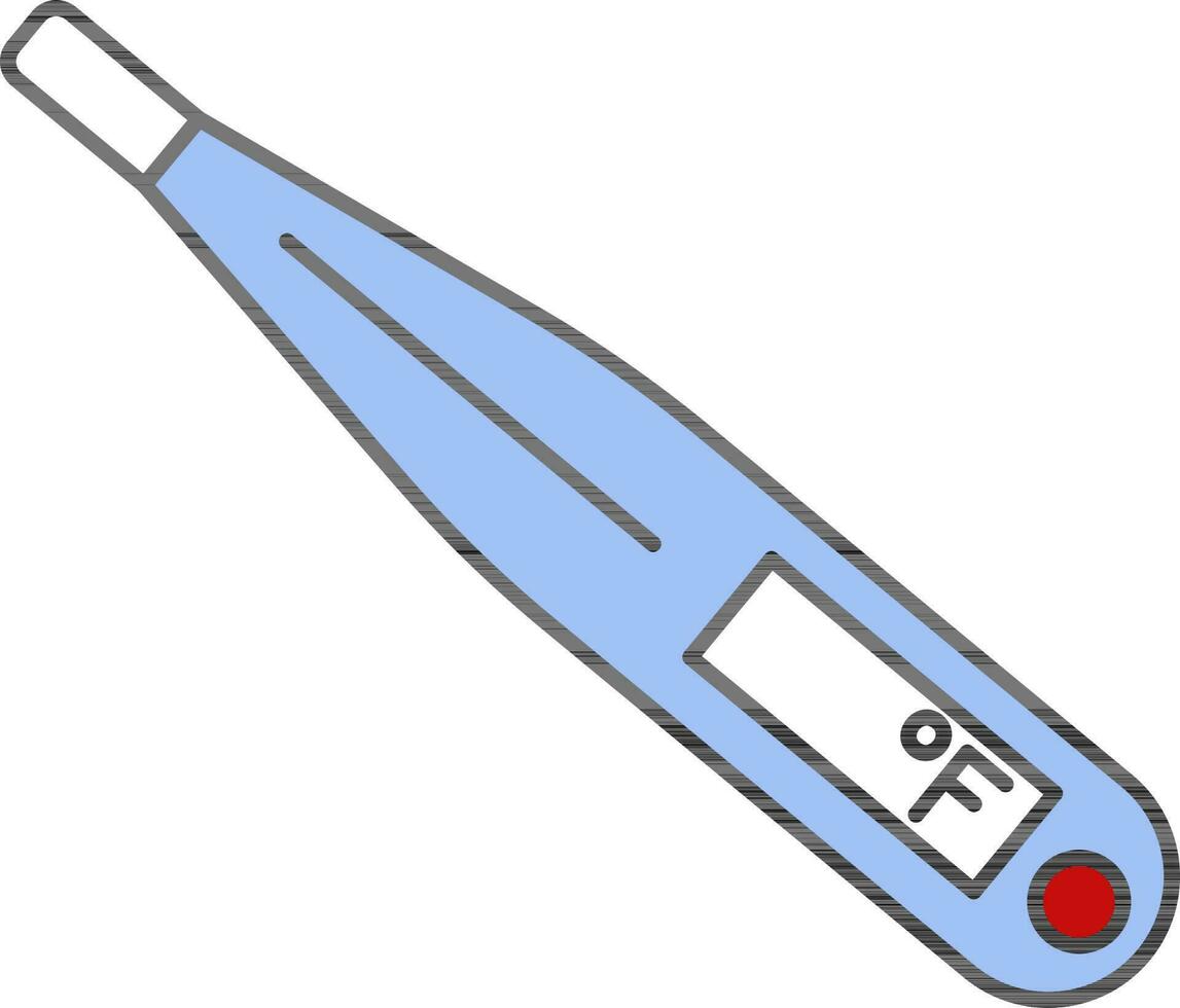 Digital Thermometer Icon In Blue And White Color. vector