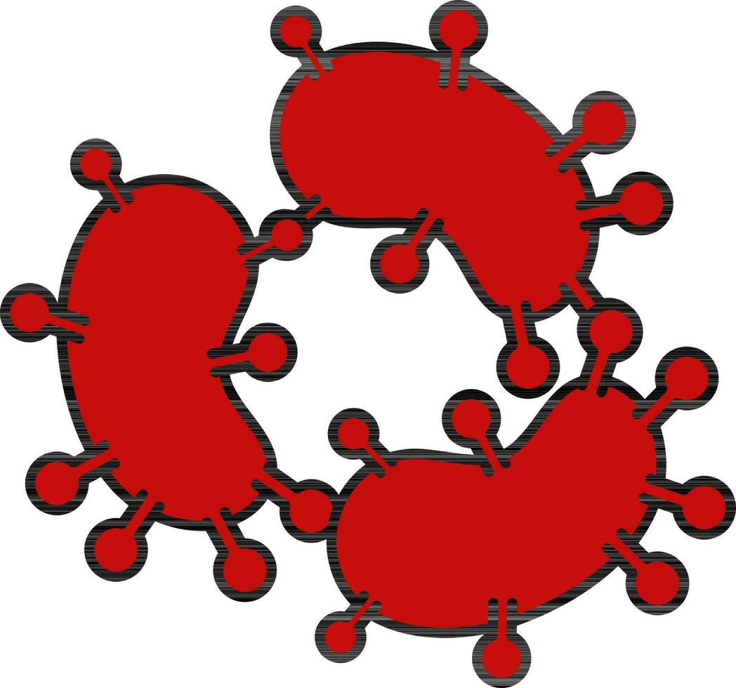 Flat Style Bacteria Icon In Red Color. vector