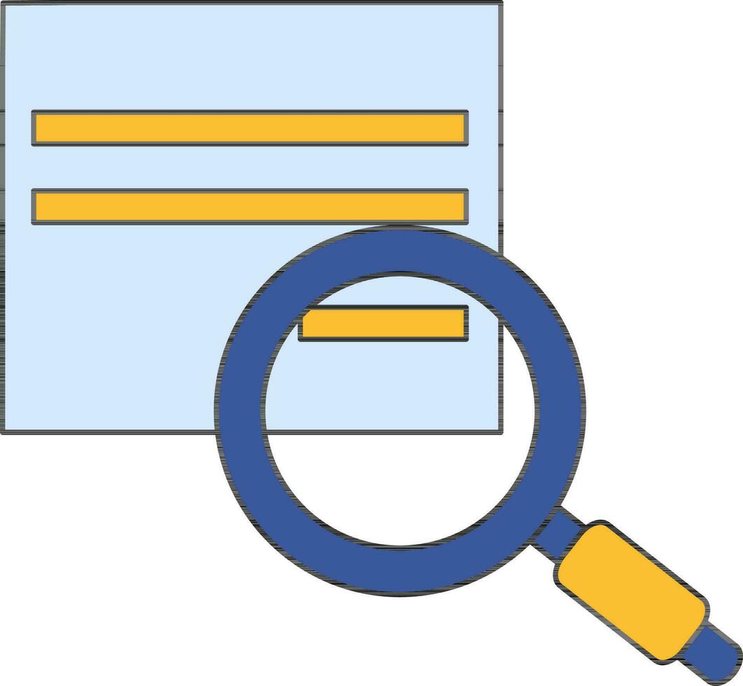 Search Notes Or Card Icon In Blue And Yellow Color. vector