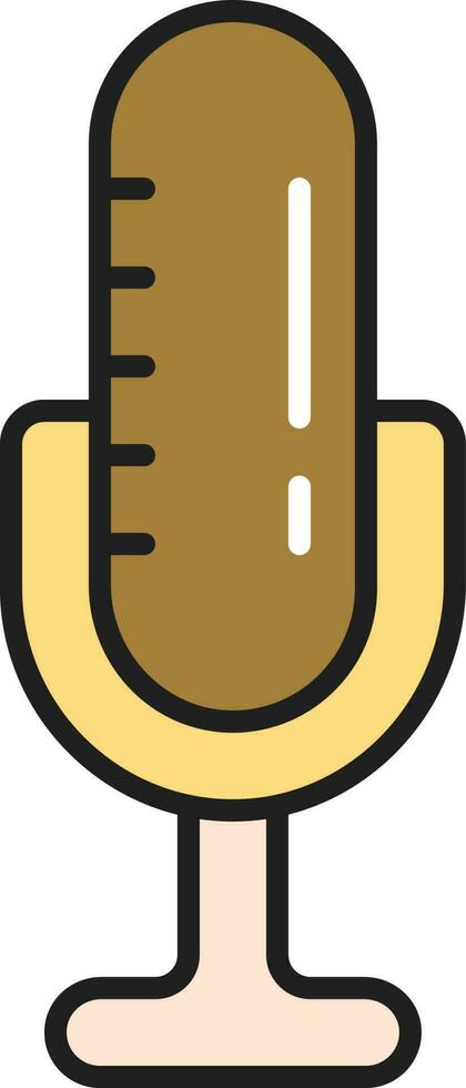 Yellow And Bronze Microphone Icon In Flat Style. vector