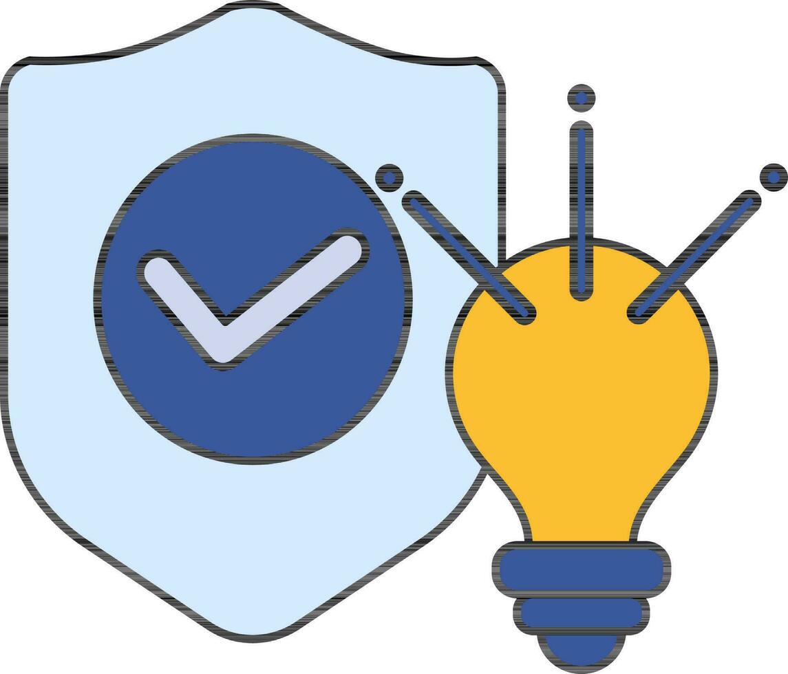 cheque seguridad idea icono o símbolo en azul y amarillo color vector