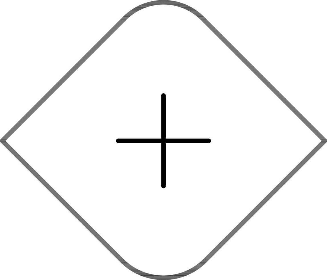 Black Thin Line Art Plus Symbol On Sqaure Background. vector