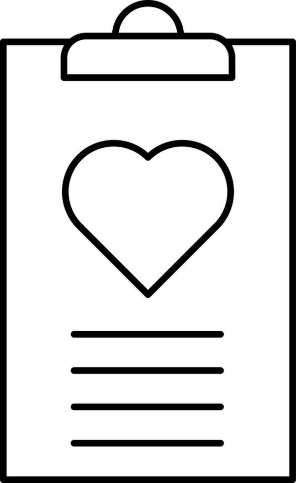 Heart Report Icon In Black Line Art. vector